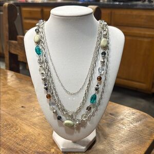 Premier Designs Fashion Silver and Teal Multi-Strand Necklace